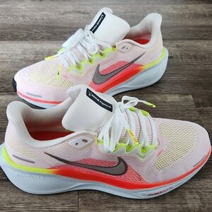**LIKE NEW** Nike Air Zoom Pegasus 41 Sz 9 Summit White Crimson Neon Yellow $145